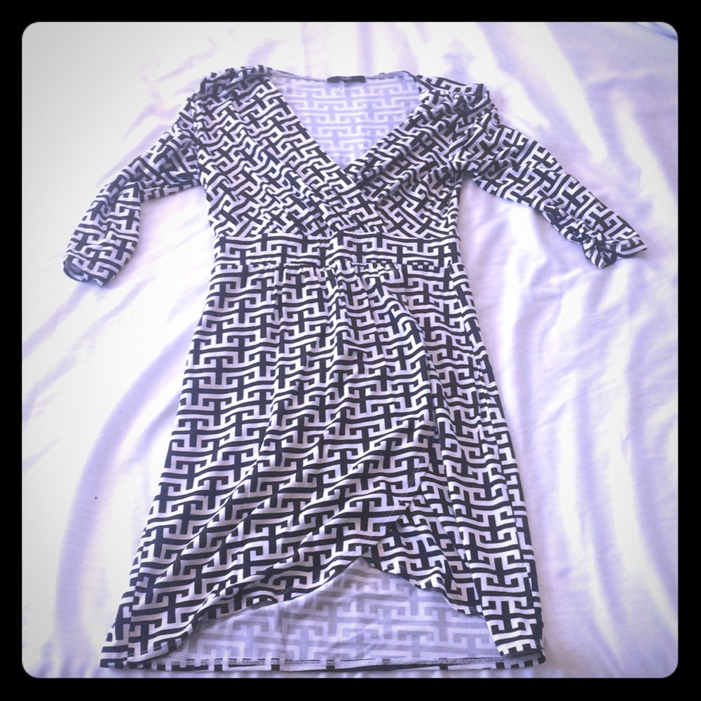 TART greek key midi dress crossover tulip skirt